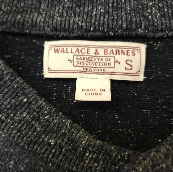 Wallace & Barnes Sweater Mens Small Blue Wool Blend Long Sleeve Pullover - Picture 2 of 5